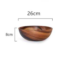 Acacia wooden bowl wooden tableware-Brown-26X8cm