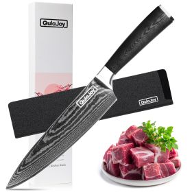 Qulajoy 8 Inch Chef Knife, Ultra Sharp Japanese Damascus VG-10 Blade,Professional Kitchen Knife With Ergonomic G10 Handle And Sheath-Chef Knife