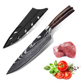 10PCS Japanese Damascus Steel Chef Knife - Professional Hardened Kitchen Knives Cut Stainless Steel Santoku Kitchen-8CHEF KNIFE