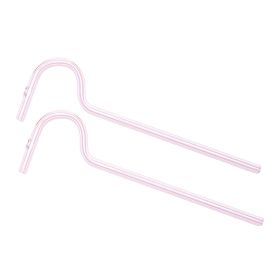 2straw 1cleaningbrush Can Be Used Repeatedly Original Glass Drinking Straw, Flute Style Design For Engaging Lips Horizontally, Anti Wrinkle.-Pink